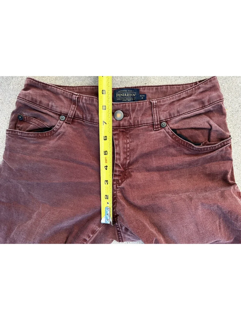 Pendleton Pants Womens 4 x 27L Red Denim Straight Leg Skinny Fit